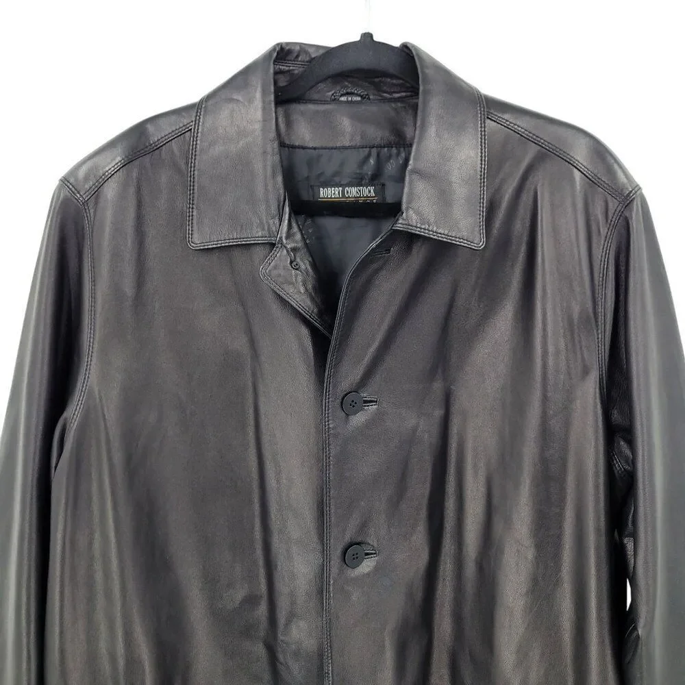Mens‎ Robert Comstock Endurance Black Buttery Genuine Leather Jacket Sz 42 City